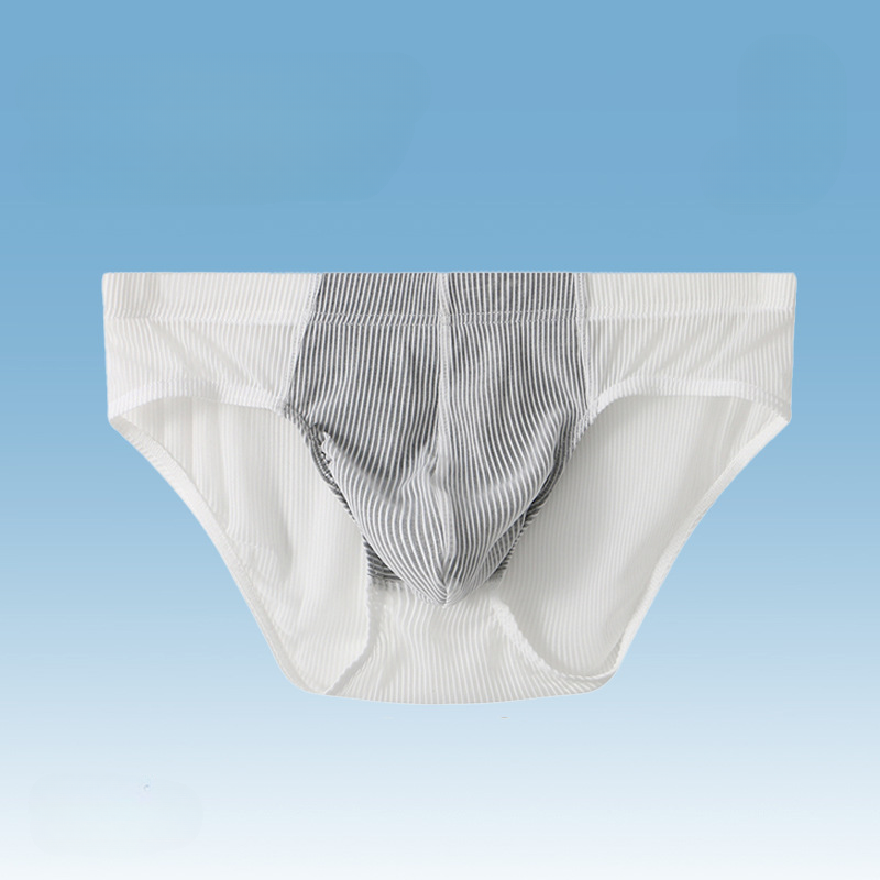 Men's Low Waist Ice Silk Lace Sexy Transparent Graphene Briefs
