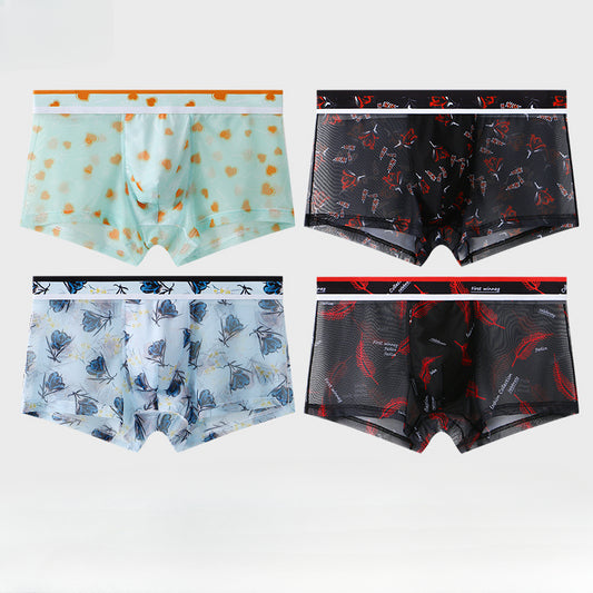 Men's Ultra-Thin Printed Ice Silk Mesh Boxer Briefs