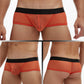 Men's Large Size See-Through Mesh Low Rise Wide-Side Boxer Briefs