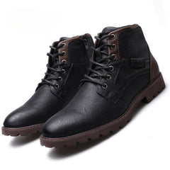 Men's Large Size Zippered Winter High Top Martin Boots