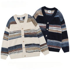 Rainbow Striped Gradient Knitted Cardigan
