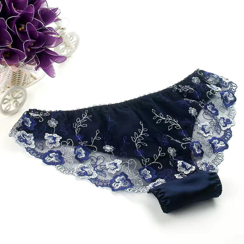 100% Mulberry Silk Lace Sheer Panties