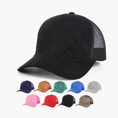 Suede Mesh Sports Embroidered Baseball Cap Solid Color Versatile Peaked Cap