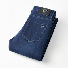 Men's Thickened Warm Business Casual Loose Straight High Waist Jeans