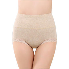 【4 PCS 】High Waist Cotton Lace Panties 女士内裤 Lannyhome S 4 PCS SKIN 