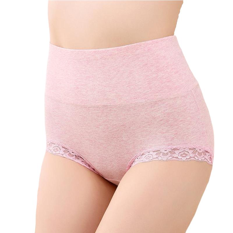 【4 PCS 】High Waist Cotton Lace Panties 女士内裤 Lannyhome S 4 PCS PINK 