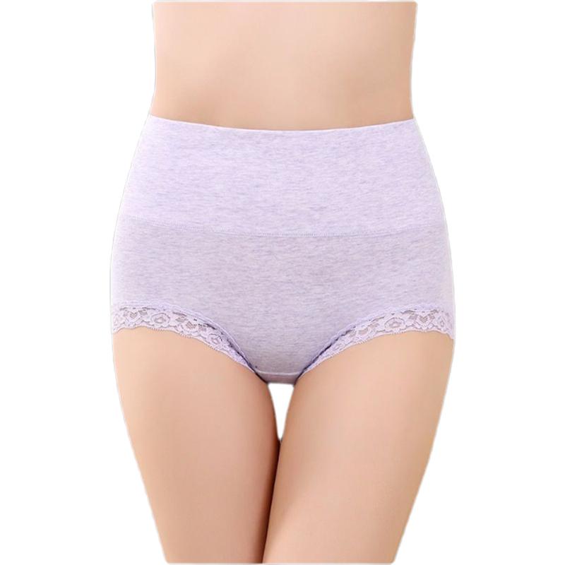 【4 PCS 】High Waist Cotton Lace Panties 女士内裤 Lannyhome S 4 PCS PURPLE 
