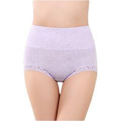 【4 PCS 】High Waist Cotton Lace Panties 女士内裤 Lannyhome S 4 PCS PURPLE 
