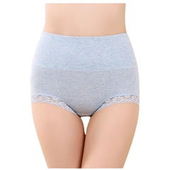 【4 PCS 】High Waist Cotton Lace Panties 女士内裤 Lannyhome S 4 PCS BLUE 