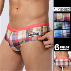 Men's Plaid Swimming Briefs