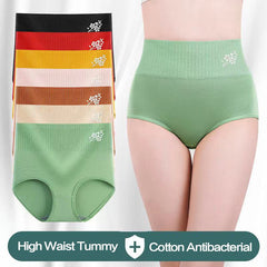 [5 PCS] Cotton High-Waisted Comfort Printed Panties -  
