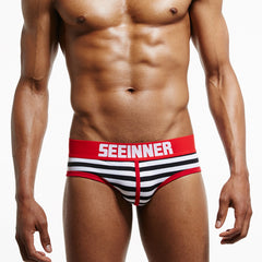 Men's Striped Cotton Briefs
