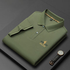 Men's 100% Cotton Lapel Solid Color Polo Shirt