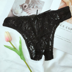 Open Crotch See-through Lace Sexy Briefs