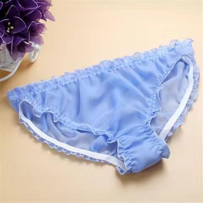 Solid Sheer Silk Ruffle Panties