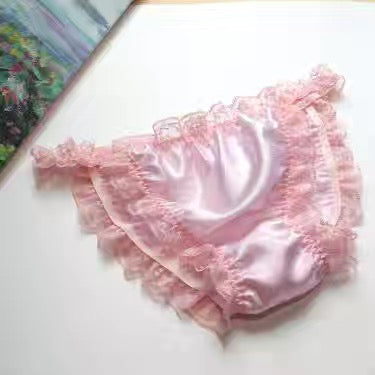 100% mulberry silk sexy panties with solid color lace