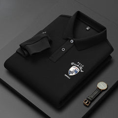 Men's Cotton Embroidered Lapel Polo Shirt