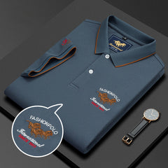 Men's New Embroidery Business Fashion Casual Short-sleeved Polo Shirt
