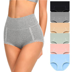Cotton High Waisted Womens Double-Layer Waistband Soft Underwear -  