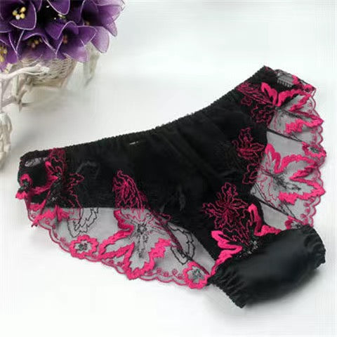 100% Mulberry Silk Lace Sheer Panties