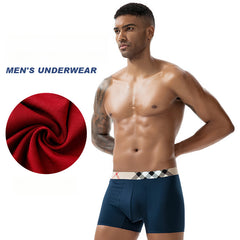 Men's Simple Striped Plaid Contrast Color Breathable Boxer Briefs