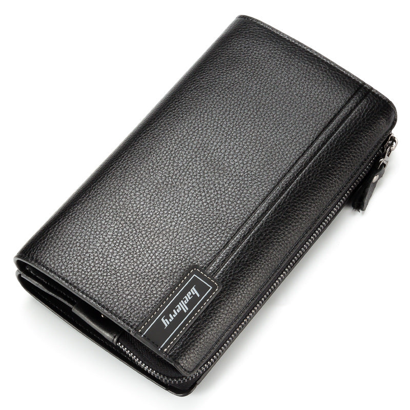 Men's Clutch Bag Business Casual Large Capacity Litchi Zipper Wallet