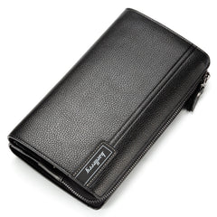 Men's Clutch Bag Business Casual Large Capacity Litchi Zipper Wallet