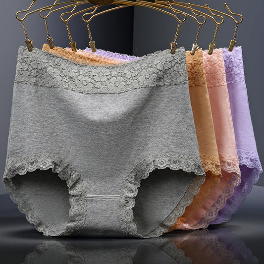 [6PCS] 100% Cotton Lace High Waist Women's Panties
