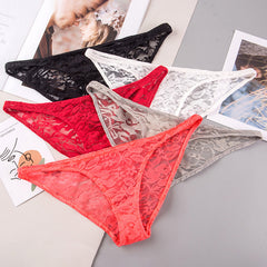 Low Waist Lace Mesh Sexy Transparent Briefs