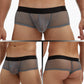 Men's Large Size See-Through Mesh Low Rise Wide-Side Boxer Briefs