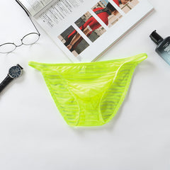 New Men's Striped Mesh Ice Silk Briefs