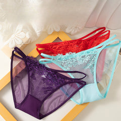 Lace Splicing Mesh Comfortable High Elastic Low Waist Briefs