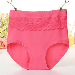 Solid color cotton lace panties