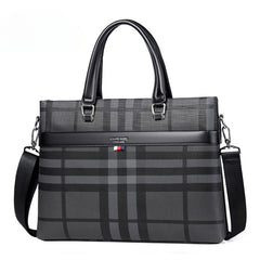 Men's Waterproof and Scratch-proof Large-capacity Plaid Business Briefcase