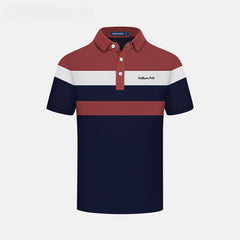 Men's Short-sleeved Casual Striped Lapel Polo Shirt