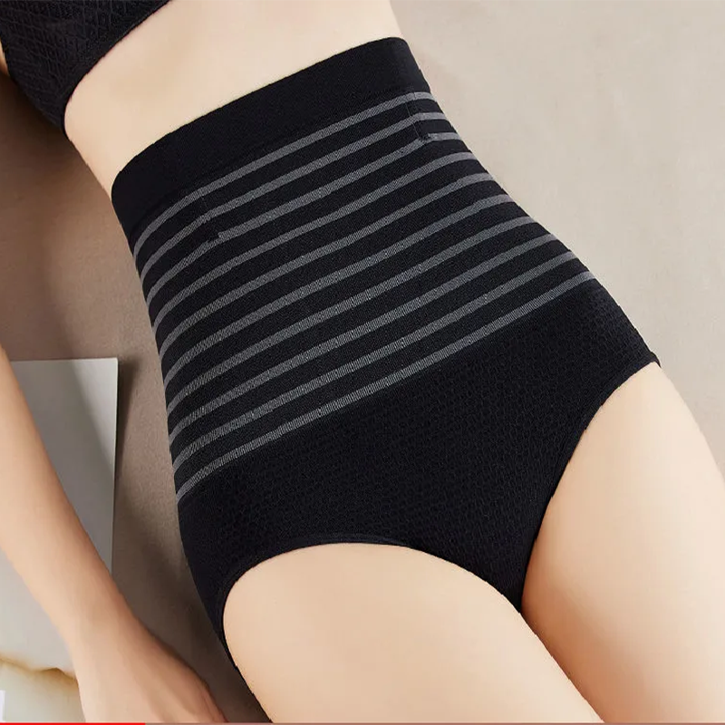 High waist striped cotton panties