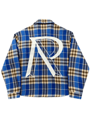 Men's Letter Embroidered Loose and Versatile Plaid Shirt
