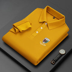 Men's Cotton Embroidered Long-sleeved Polo Shirt
