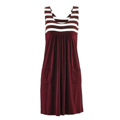 Striped Large Size Loose Sleeveless Dress