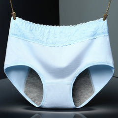 Women's Pure Cotton Sexy Lace Physiological Period Anti-Leakage Briefs
