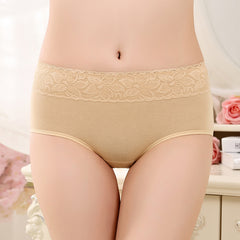 Women's Pure Cotton Sexy Lace Physiological Period Anti-Leakage Briefs