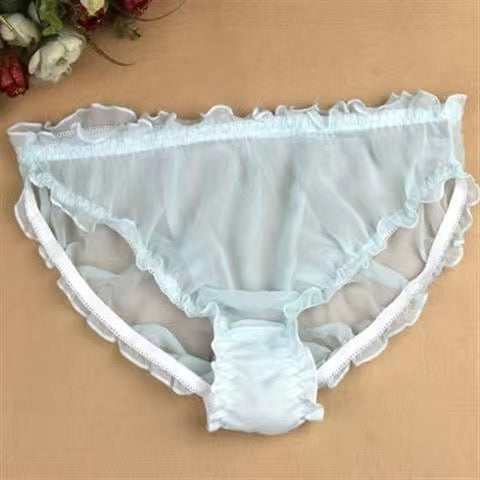 Solid Sheer Silk Ruffle Panties