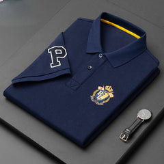 Men's Cotton Embroidered Business Short-sleeved Polo Shirt