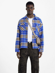 Men's Letter Embroidered Loose and Versatile Plaid Shirt