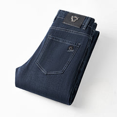 Men's Thickened Warm Business Casual Loose Straight High Waist Jeans