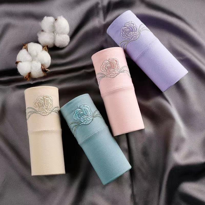 [6 PCS] Cotton Embroidered Corset Panties -  