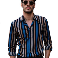 Men's New Casual Fashion Striped Printed Shirt