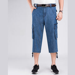 Men's Straight Multi Pocket Loose Casual Denim Shorts