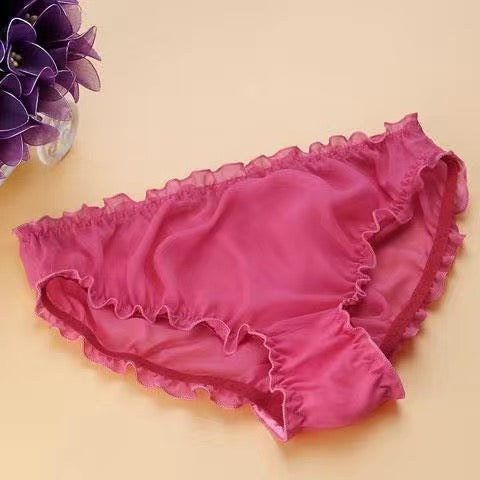 Solid Sheer Silk Ruffle Panties