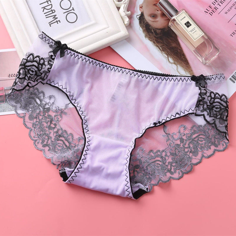 Sexy low-rise embroidered lace panties